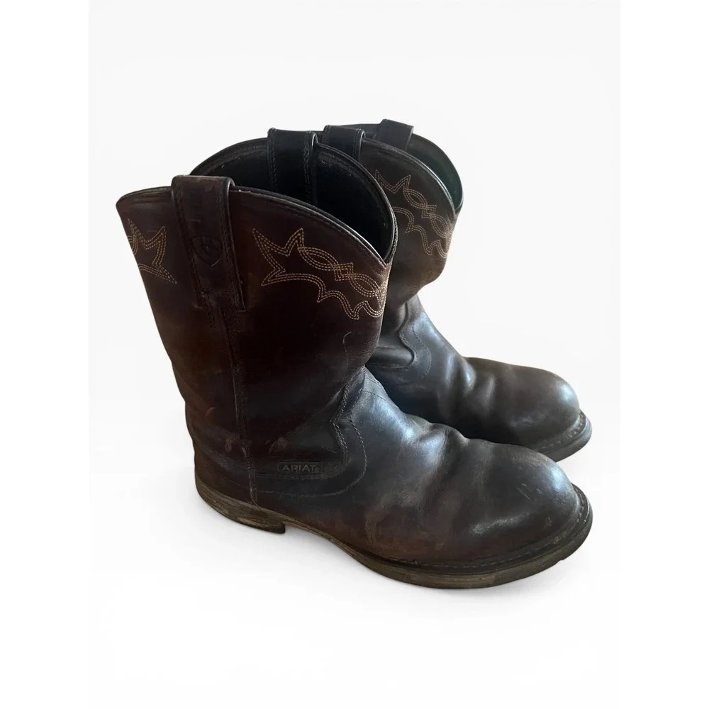 Ariat Groundbreaker Mens Brown Leather Work Boots‎ 10001200 9.5 EE Wide
